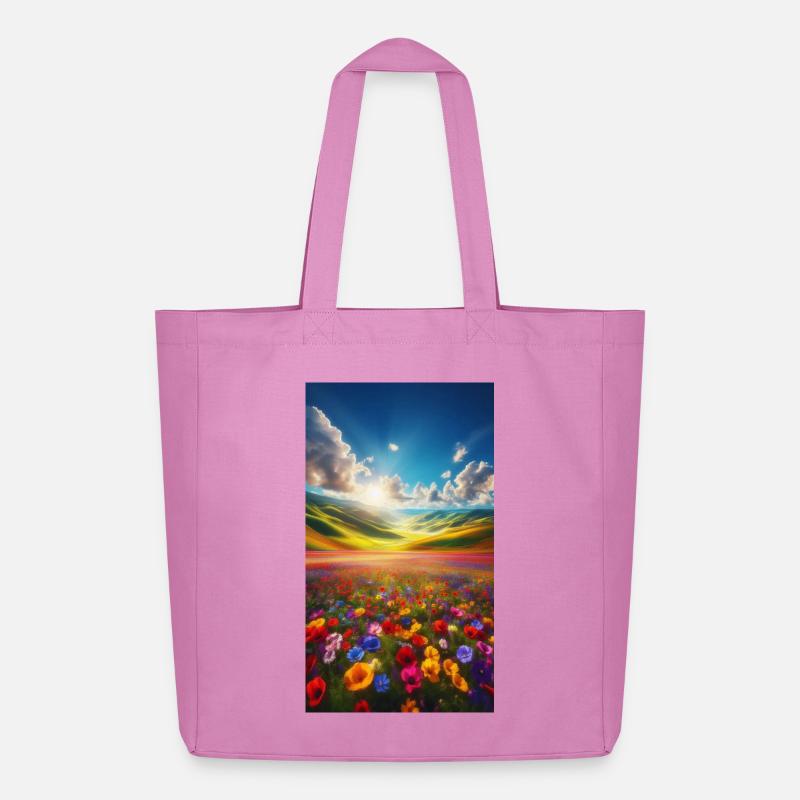 Regenbogenwiese im Sonnenlicht - Midweight recycelter Stoffbeutel von Stanley/Stella - Pink