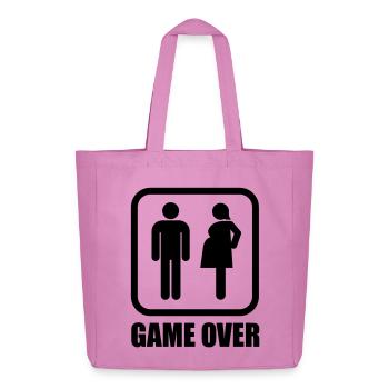 Game over - schwanger - Midweight recycelter Stoffbeutel von Stanley/Stella - Pink - Vorne