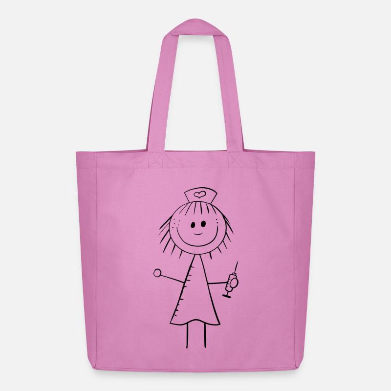 Lustiges Krankenschwester Strichmännchen - Midweight recycelter Stoffbeutel von Stanley/Stella - Pink