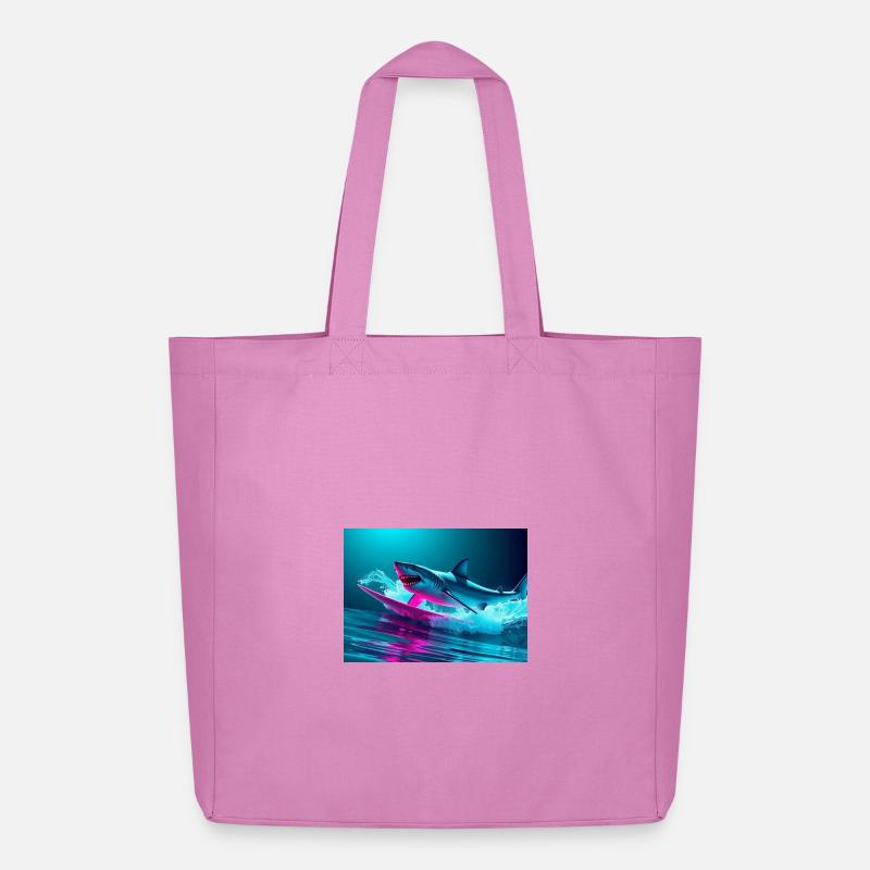 Neon Shark Sprinter Design - Midweight Recycled Tote Bag by Stanley/Stella - pink