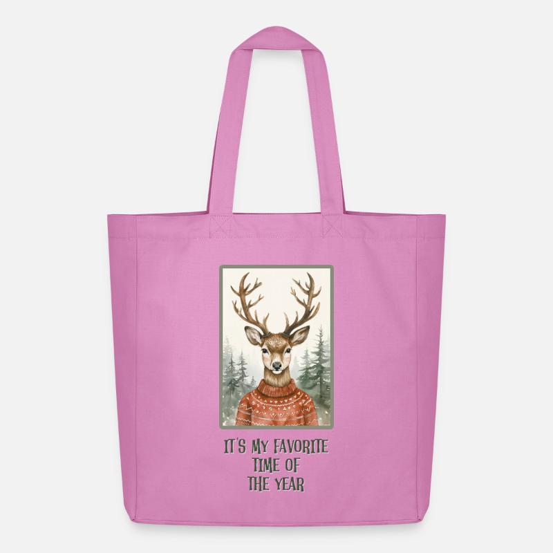 Lustiges Rentier im Weihnachtspullover - Midweight recycelter Stoffbeutel von Stanley/Stella - Pink