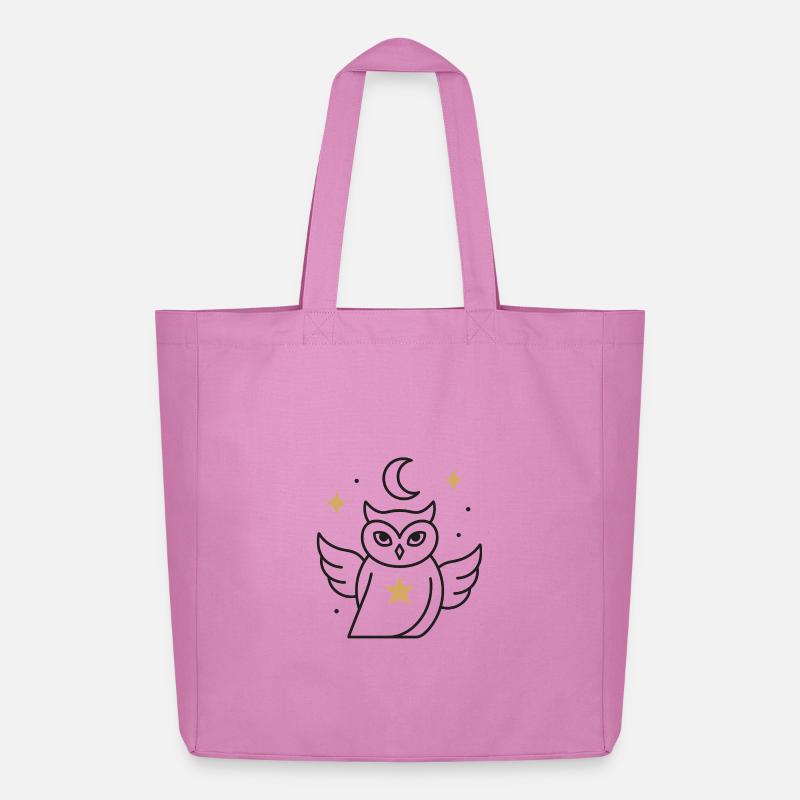 Mondnacht-Eule mit Sternenglanz - Midweight recycelter Stoffbeutel von Stanley/Stella - Pink
