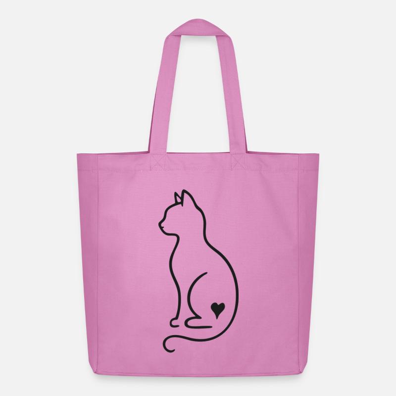Minimalistische Katze Line Art – Schwarz Design - Midweight recycelter Stoffbeutel von Stanley/Stella - Pink