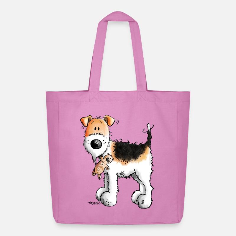 Foxterrier mit Teddy - Teddys - Plüschtier - Hund - Midweight recycelter Stoffbeutel von Stanley/Stella - Pink