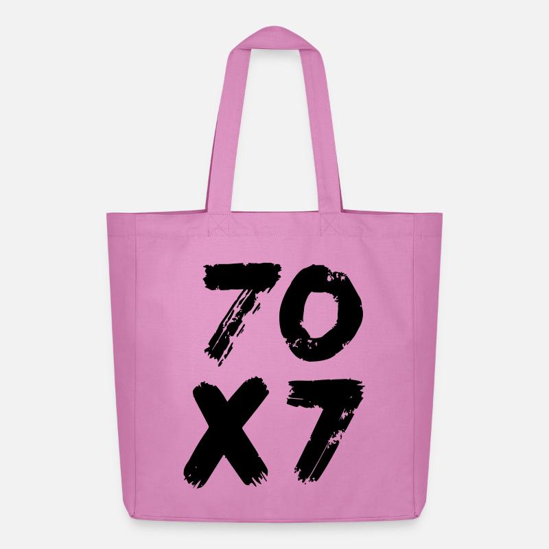 70x7: Unendliche Vergebung - Matthäus-Evangelium - Midweight recycelter Stoffbeutel von Stanley/Stella - Pink