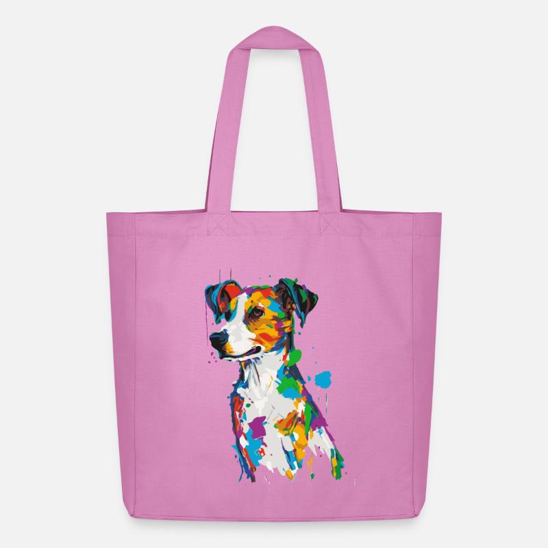 Bunter Hund mit Farbspritzern - Midweight recycelter Stoffbeutel von Stanley/Stella - Pink