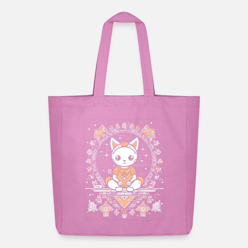 Kosmische Katze im Kristall-Mandala - Midweight recycelter Stoffbeutel von Stanley/Stella - Pink