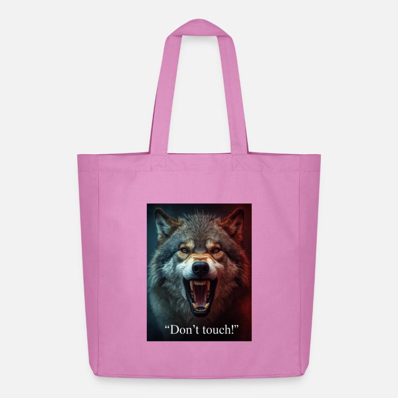 Wolf Attack Don't Touch - Midweight Recycled Tote Bag by Stanley/Stella - pink