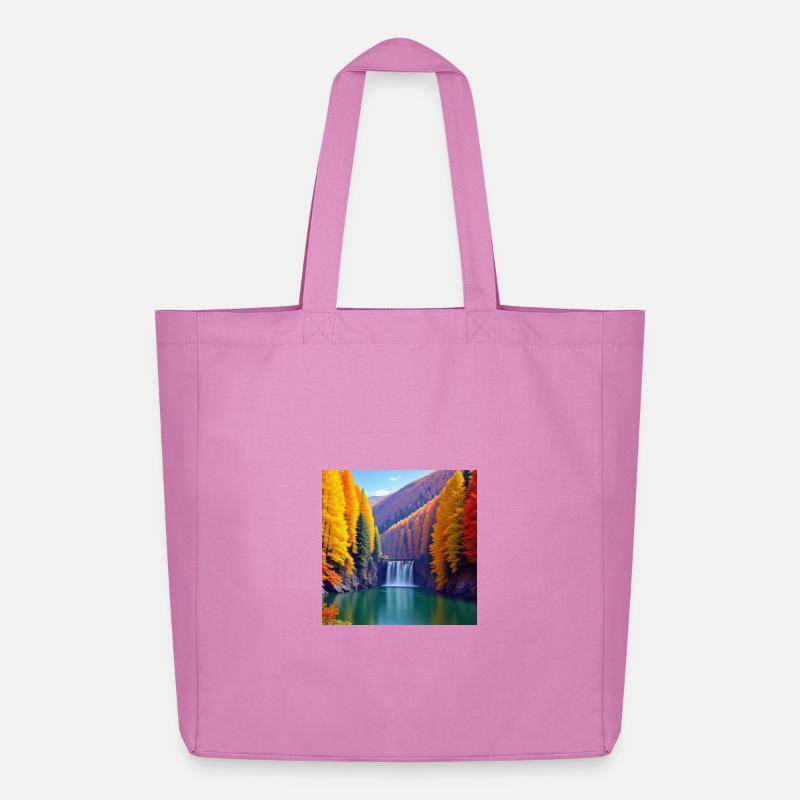 Wasserfall Herbst Goldener Wald - Midweight recycelter Stoffbeutel von Stanley/Stella - Pink