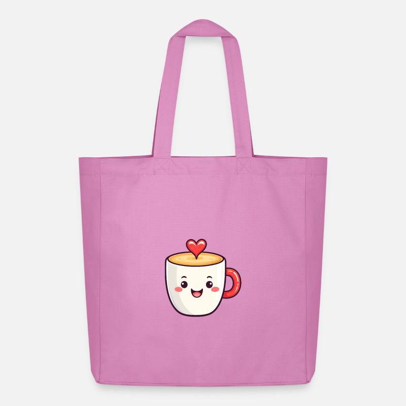 Kawaii Herzkaffee Becher - Midweight recycelter Stoffbeutel von Stanley/Stella - Pink