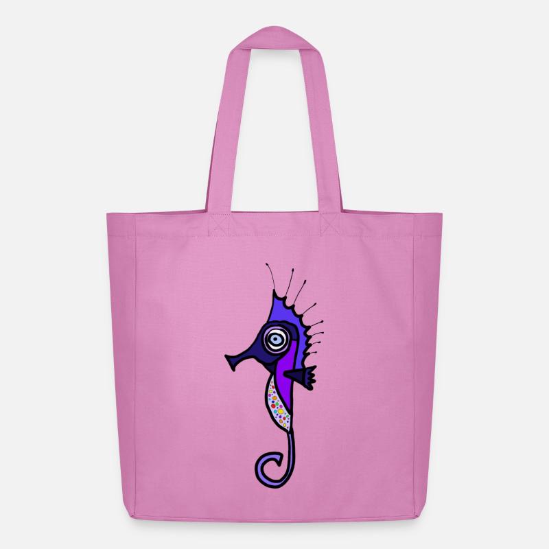 Lila Seepferdchen Neonpunkte - Midweight recycelter Stoffbeutel von Stanley/Stella - Pink