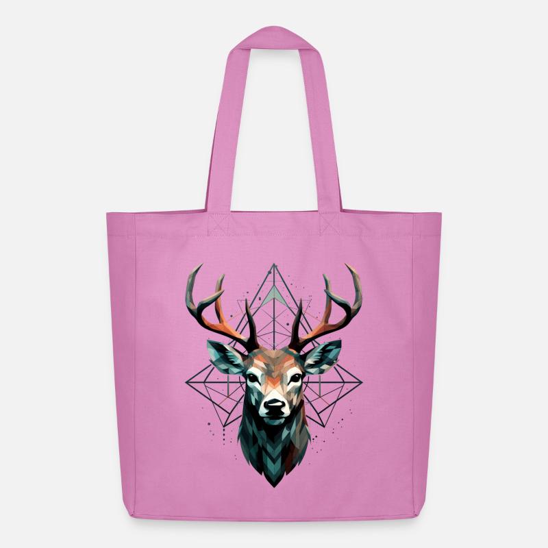Geometrischer Hirsch mit geometrischen Mustern - Midweight recycelter Stoffbeutel von Stanley/Stella - Pink
