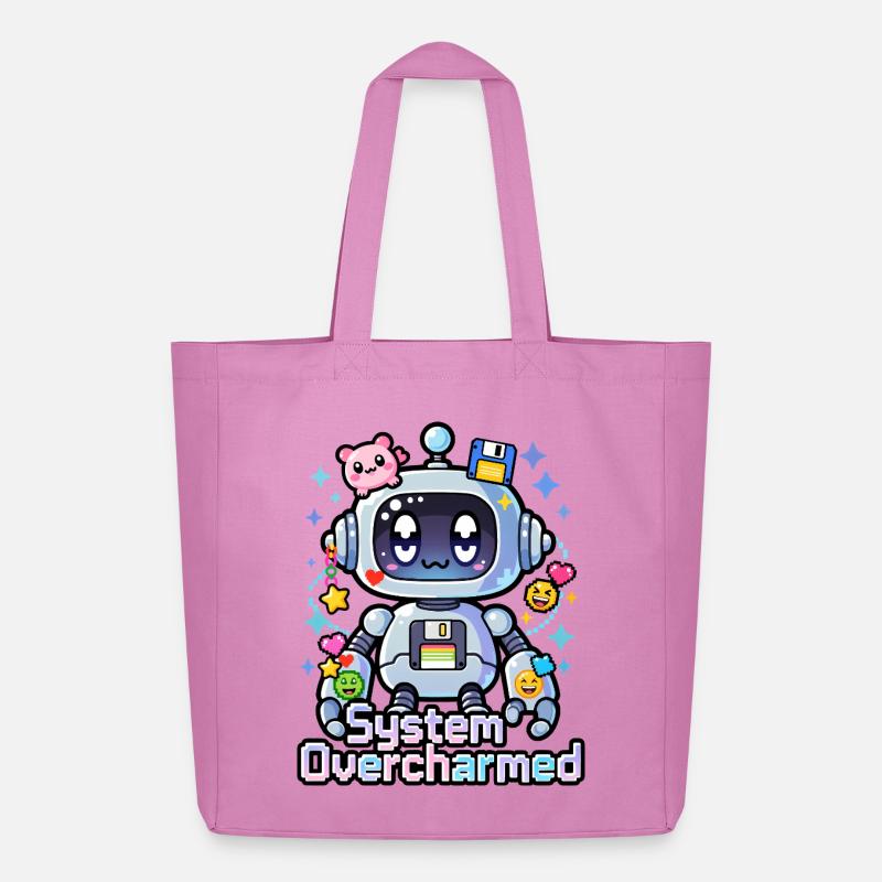 🤖 - Système surcharmé – Robot avec des breloques numériques - Tote bag Stanley/Stella Midweight recyclé - rose