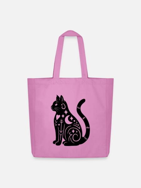 Magische Katze - Schwarz - Midweight recycelter Stoffbeutel von Stanley/Stella - Pink