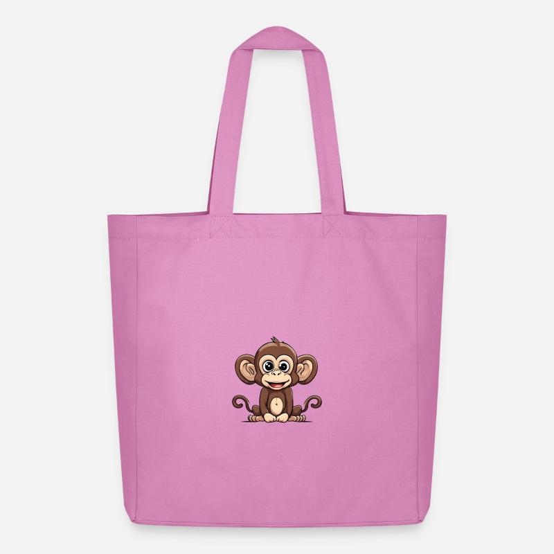 Cartoon Affe süßes Design - Midweight recycelter Stoffbeutel von Stanley/Stella - Pink