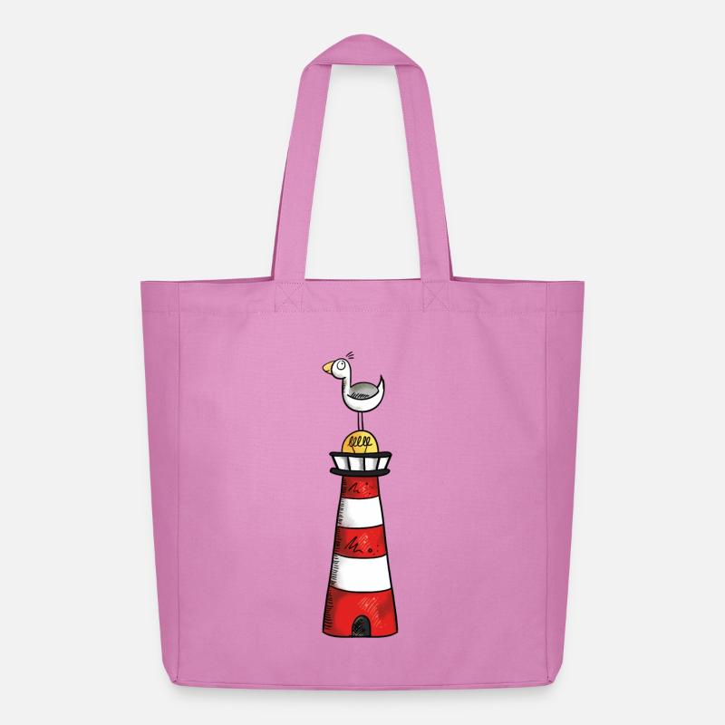 Möwe auf dem Leuchtturm - Nordsee - Geschenk - Midweight recycelter Stoffbeutel von Stanley/Stella - Pink
