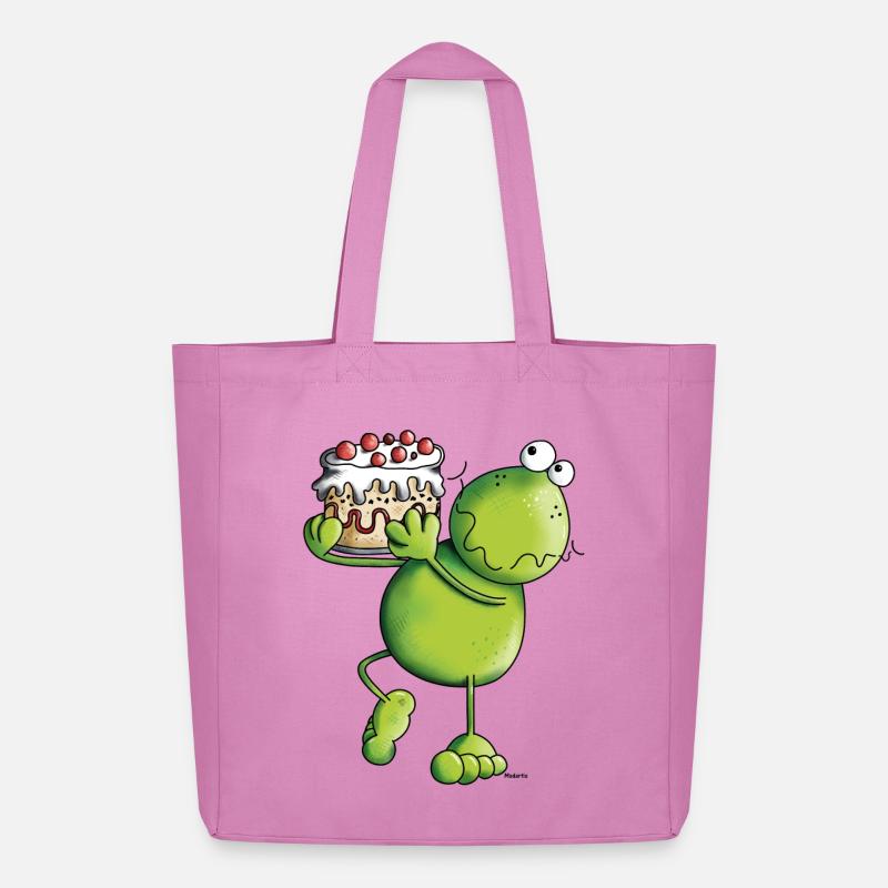 Frosch mit Kuchen - Midweight recycelter Stoffbeutel von Stanley/Stella - Pink