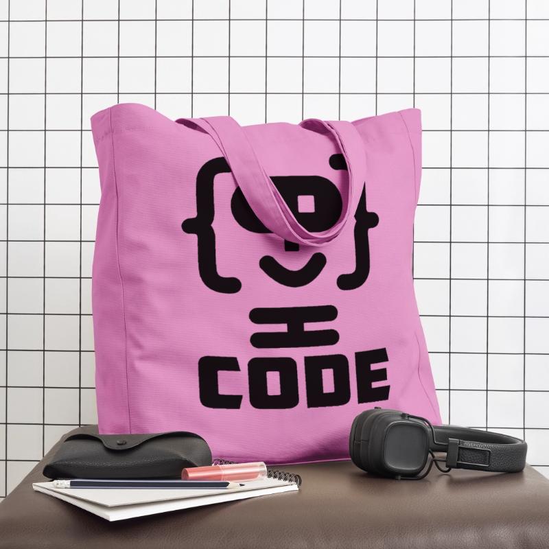 Logo de code de programmeur hacker avec texte CODE Tote bag Stanley/Stella Midweight recyclé