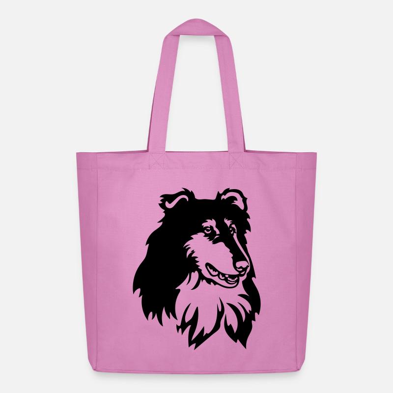 Collie Kopf - Midweight recycelter Stoffbeutel von Stanley/Stella - Pink
