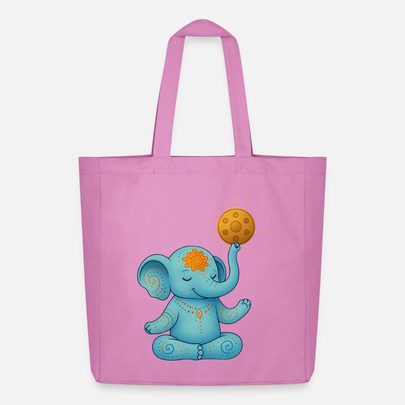 Yoga Elefant mit Handpan Sonne - Midweight recycelter Stoffbeutel von Stanley/Stella - Pink