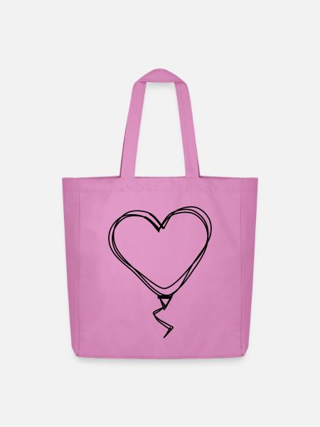 Herzballon handgezeichnet - Midweight recycelter Stoffbeutel von Stanley/Stella - Pink