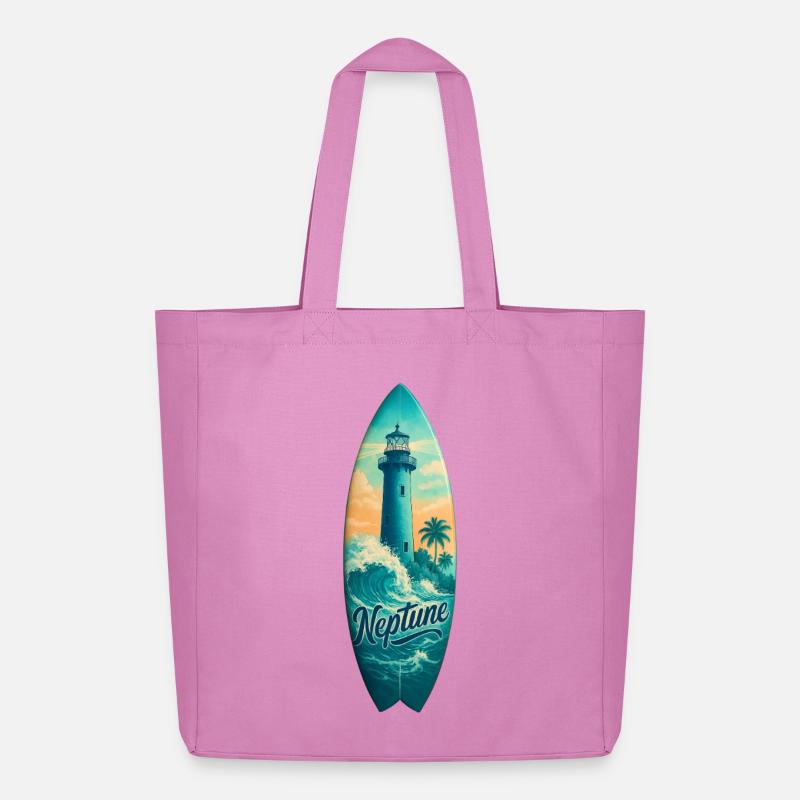 Neptune Lighthouse Surfbrett - Midweight recycelter Stoffbeutel von Stanley/Stella - Pink