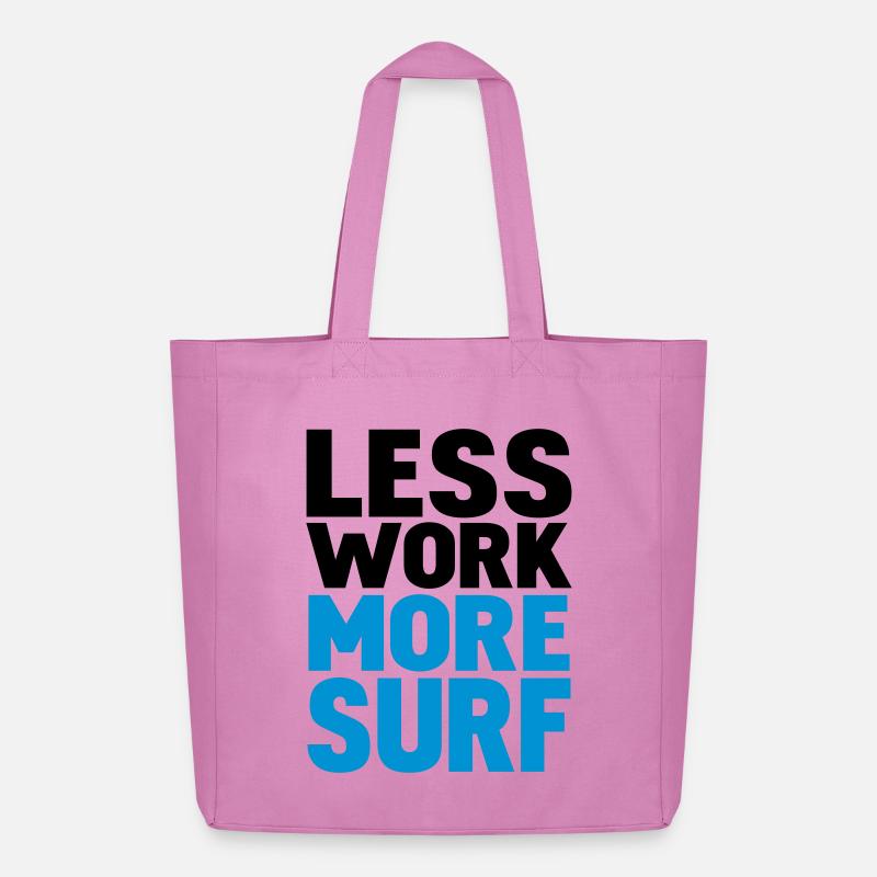 less work more surf - Midweight Recycled Tote Bag by Stanley/Stella - pink