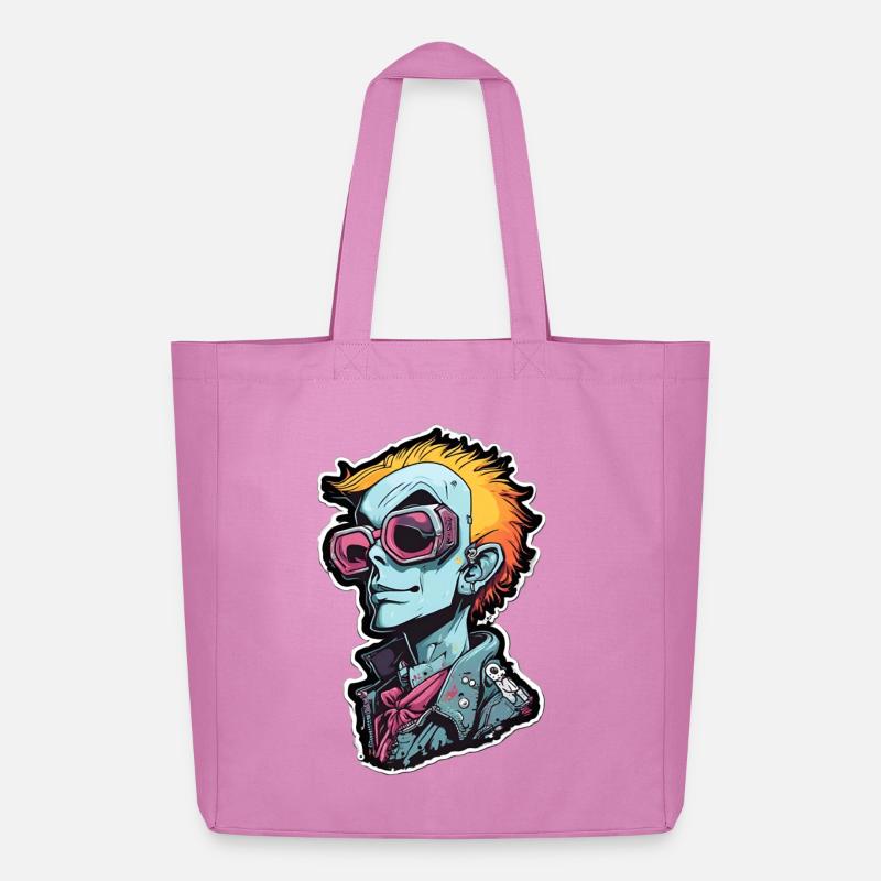 Blauer Punk mit Neon Goggles - Midweight recycelter Stoffbeutel von Stanley/Stella - Pink