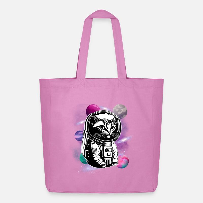 "Astronaut Cat - Kosmischer Entdecker - Midweight recycelter Stoffbeutel von Stanley/Stella - Pink
