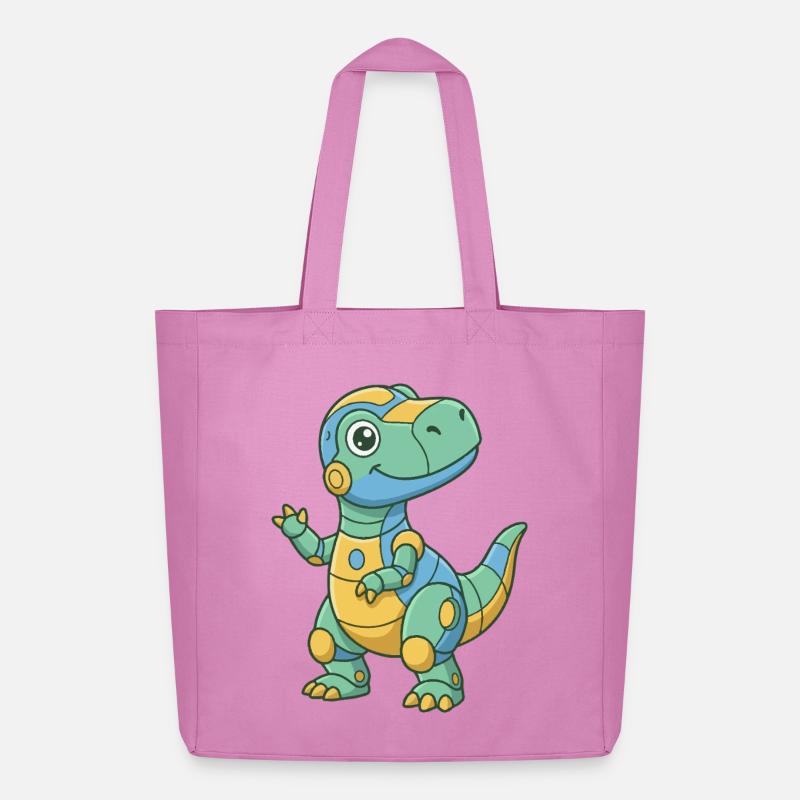 Kunterbunter Robo-Dino - Midweight recycelter Stoffbeutel von Stanley/Stella - Pink