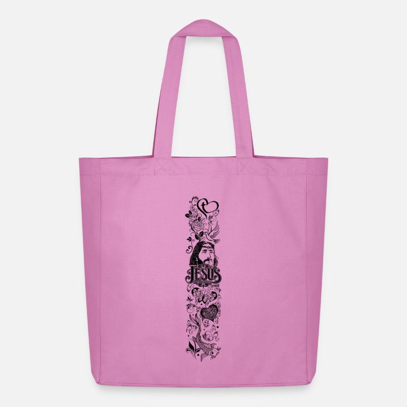 Ärmeldesign – Jesus Ethnostil schwarz - Midweight recycelter Stoffbeutel von Stanley/Stella - Pink