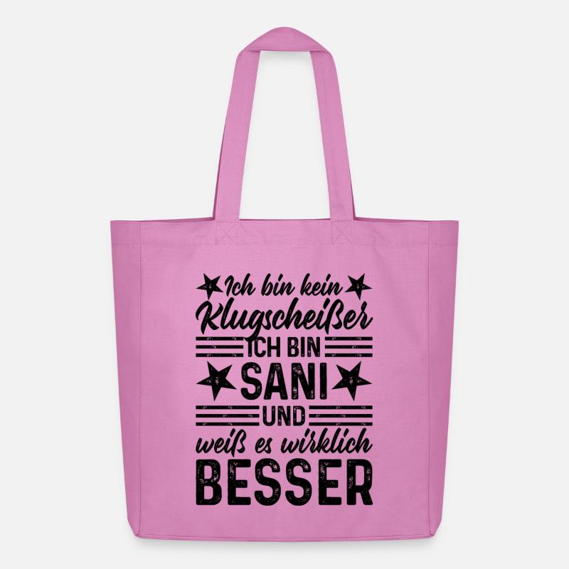 Ich bin kein Klugscheißer Sprüche Sani Sanitäter - Midweight recycelter Stoffbeutel von Stanley/Stella - Pink