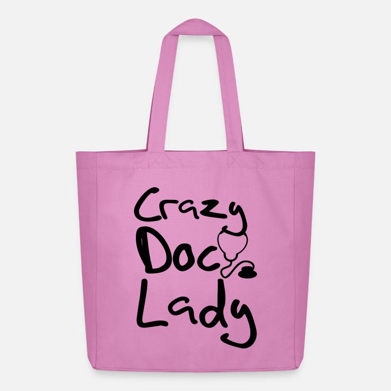 Crazy Doc Lady Doktor Arzt Medizin Geschenk - Midweight recycelter Stoffbeutel von Stanley/Stella - Pink