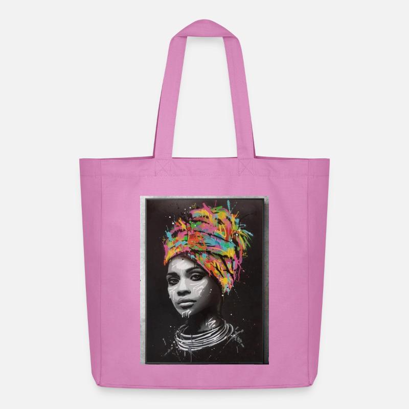 Buntes Gustave Afro Kunst Porträt - Midweight recycelter Stoffbeutel von Stanley/Stella - Pink