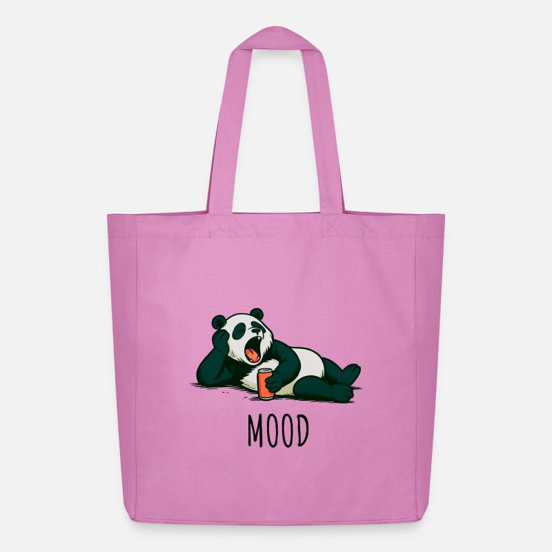 Entspannter Panda mit Drink Design - Midweight recycelter Stoffbeutel von Stanley/Stella - Pink