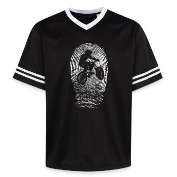 Empreinte digitale VTT - T-shirt de foot unisexe en mesh - noir/blanc - Devant - AI Model Female 172 light (172cm) & AI Model Male 185 light (185cm)