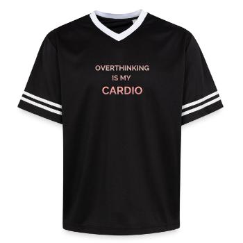Trop réfléchir est mon texte sur le gradient cardio - T-shirt de foot unisexe en mesh - noir/blanc - Devant - AI Model Female 172 light (172cm) & AI Model Male 185 light (185cm)