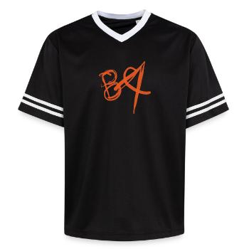Geschenkidee zum Bachelor of Arts Abschluss - Unisex Football Style Mesh T-Shirt - Schwarz/Weiß - Vorne - AI Model Female 172 light (172cm) & AI Model Male 185 light (185cm)