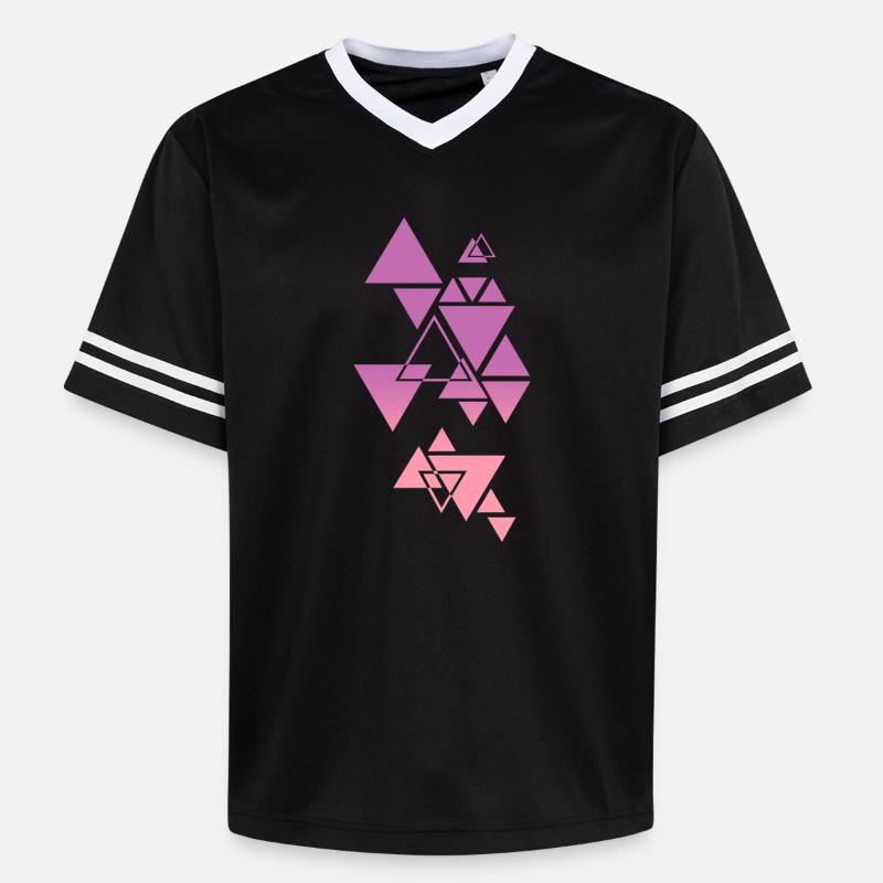 Gradient Triangle Pattern Pink - Unisex Football Style Mesh T-Shirt - black/white