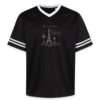 Love in Paris - Unisex Football Style Mesh T-Shirt - black/white - Front - AI Model Female 172 light (172cm) & AI Model Male 185 light (185cm)