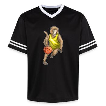 Affe Basketballspieler Basketball - Unisex Football Style Mesh T-Shirt - Schwarz/Weiß - Vorne - AI Model Female 172 light (172cm) & AI Model Male 185 light (185cm)