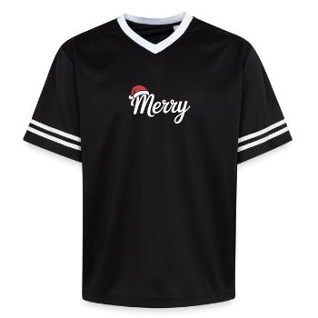 Scénario de joyeux Noël avec chapeau de Père Noël - T-shirt de foot unisexe en mesh - noir/blanc - Devant - AI Model Female 172 light (172cm) & AI Model Male 185 light (185cm)