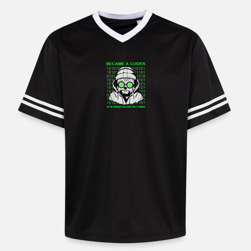 Devenu codeur – Hacker Dog Binary Look - T-shirt de foot unisexe en mesh - noir/blanc