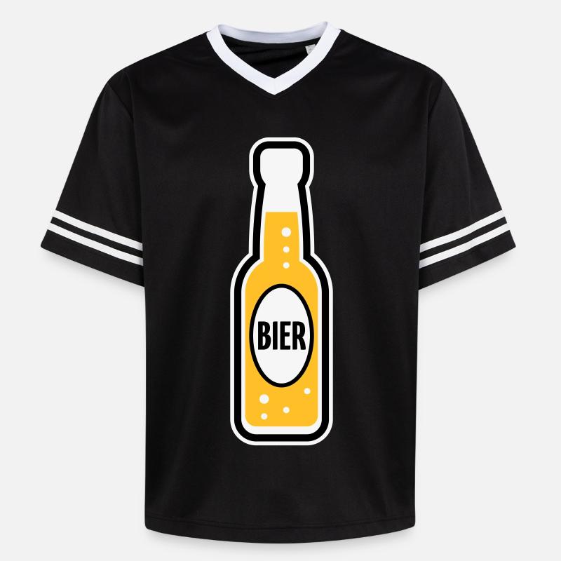 Bierflasche (Bier / Bierchen / POS 3C) - Unisex Football Style Mesh T-Shirt - Schwarz/Weiß