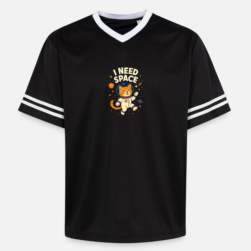 Mignon chat astronaute de l’espace - Unisex Football Style Mesh T-Shirt - noir/blanc