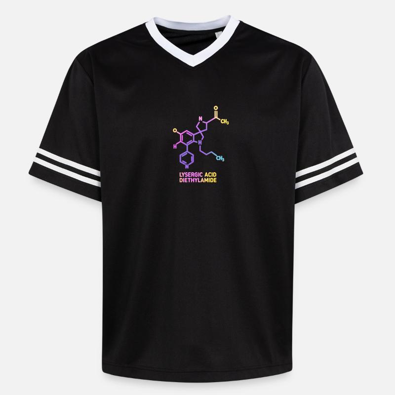 Psychedelic Molecular Art LSD - Unisex Football Style Mesh T-Shirt - black/white