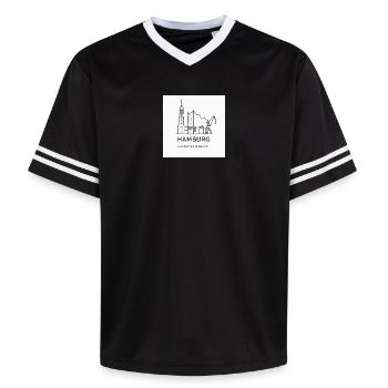Hamburg Line Art Silhouette Landmark - Unisex Football Style Mesh T-Shirt - black/white - Front - AI Model Female 172 light (172cm) & AI Model Male 185 light (185cm)