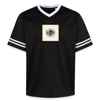 Colorful Cartoon Music Logo - Unisex Football Style Mesh T-Shirt - black/white - Front - AI Model Female 172 light (172cm) & AI Model Male 185 light (185cm)