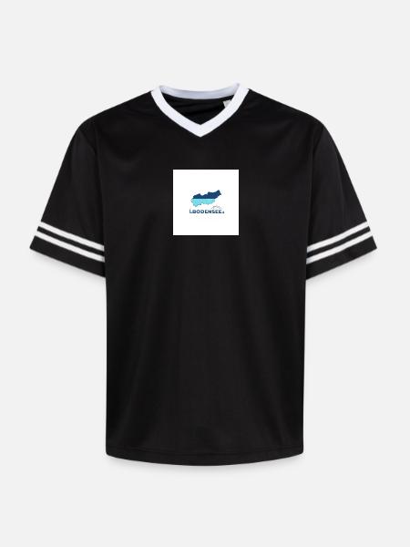 Bodensee Landschaftslogo Seeufer - Unisex Football Style Mesh T-Shirt - Schwarz/Weiß