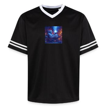 Mad Scientist - Unisex Football Style Mesh T-Shirt - black/white - Front - AI Model Female 172 light (172cm) & AI Model Male 185 light (185cm)